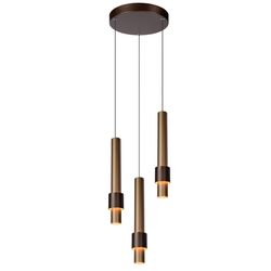 Lucide Margary - Hanglamp - Ø 28 cm - LED Dimb. - 3x5W 2700K - Koffie