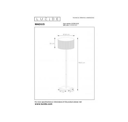 Magius - Vloerlamp - Ø 42 cm - 1xE27 - Licht hout  Lucide