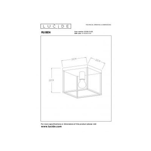 Lucide RUBEN Plafonnier 1x E27 40W Zwart / mat goud