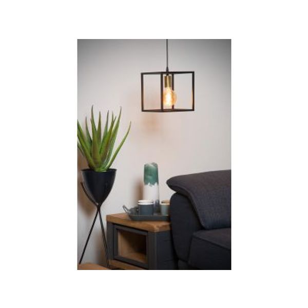 Lucide RUBEN Hanglamp 1x E27 40W Zwart / mat goud