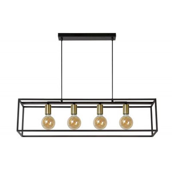 Lucide RUBEN Hanglamp 4x E27 40W Zwart / mat goud