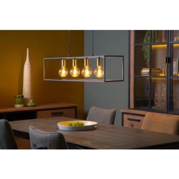 Lucide RUBEN Hanglamp 4x E27 40W Zwart / mat goud