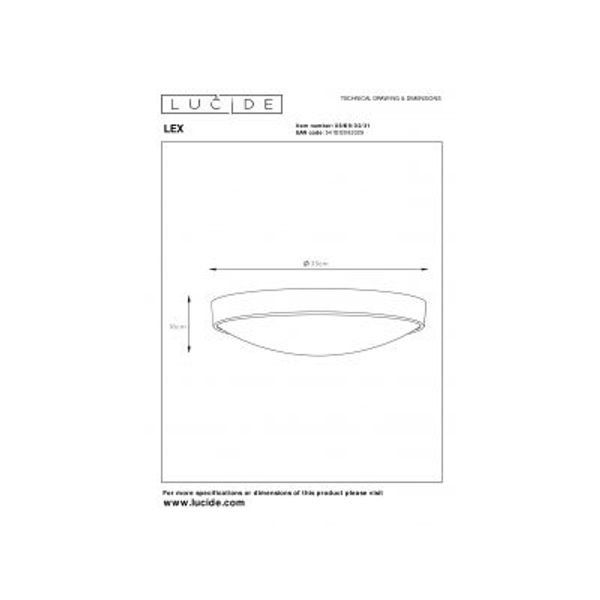 Lucide LEX Plafondlicht 2xE27 D33cm Wit