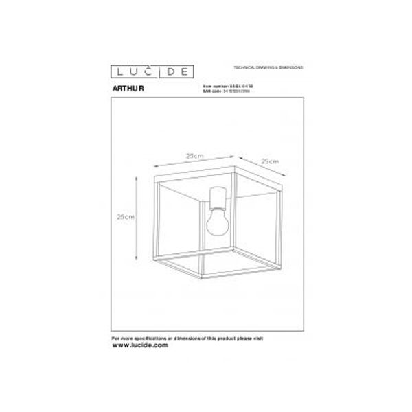 Lucide ARTHUR Plafonnier E27 40W Zwart