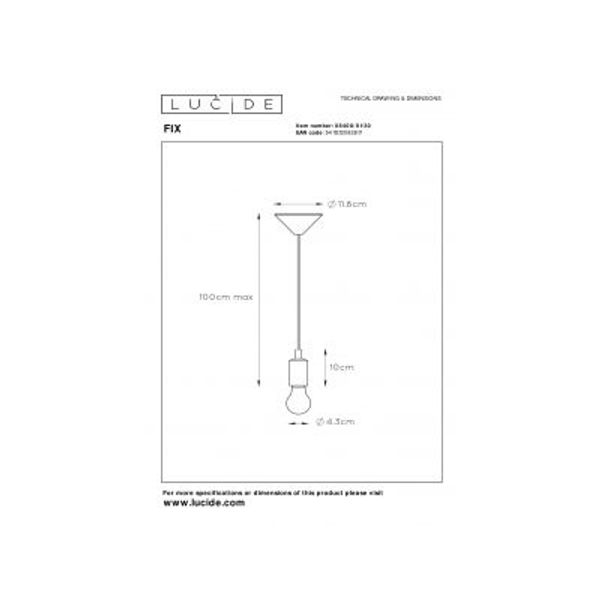 Lucide FIX Pendel E27Zwart