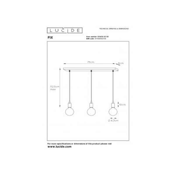 Lucide FIX MULTIPLE Pendel 3xE27/60W Zwart