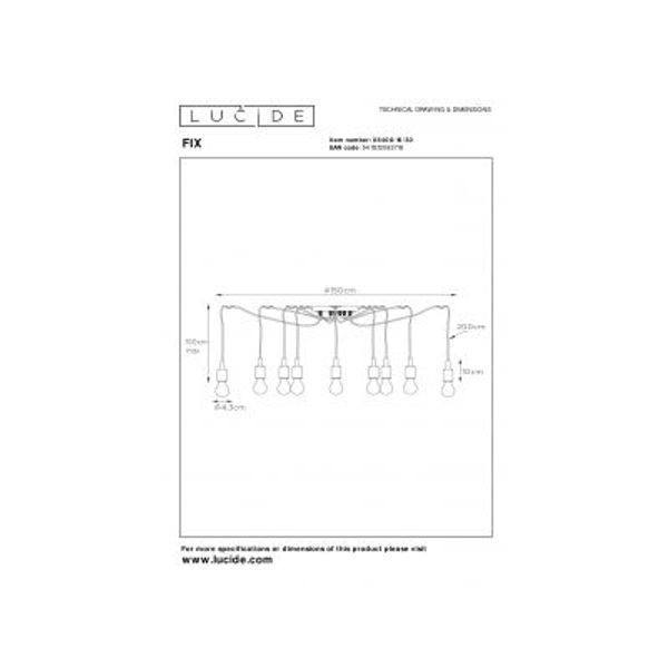 Lucide FIX MULTIPLE Pendel 10xE27/60W Zwart