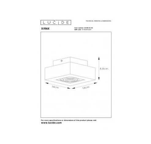 XIRAX Plafondlicht 1xGU10/5W LED DTW Zwart  Lucide