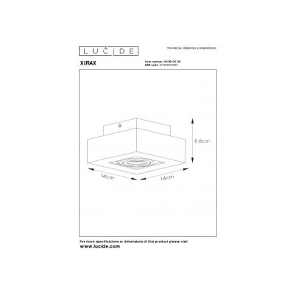 Lucide XIRAX Plafondlicht 1xGU10/5W LED DTW Zwart