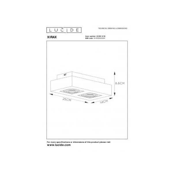 Lucide XIRAX Plafondlicht 2xGU10/5W DTW 3000K Zwart