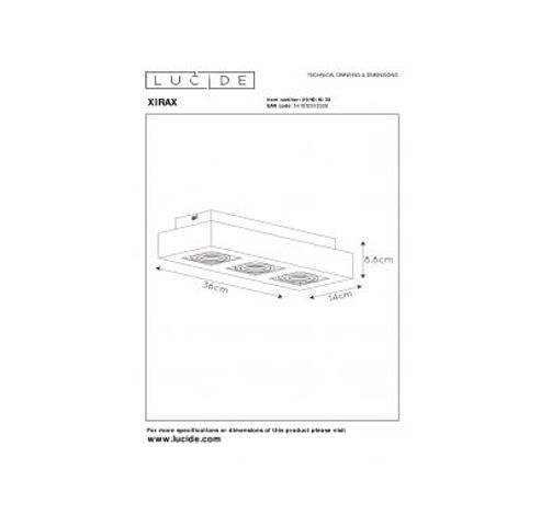 XIRAX Plafondlicht 3xGU10/5W LED DTW Zwart  Lucide