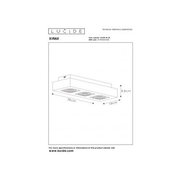 Lucide XIRAX Plafondlicht 3xGU10/5W LED DTW Zwart