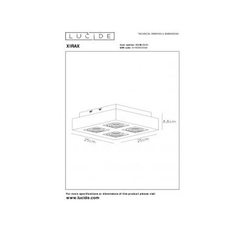 XIRAX Plafondlicht 4xGU10/5W LED DTW Wit  Lucide