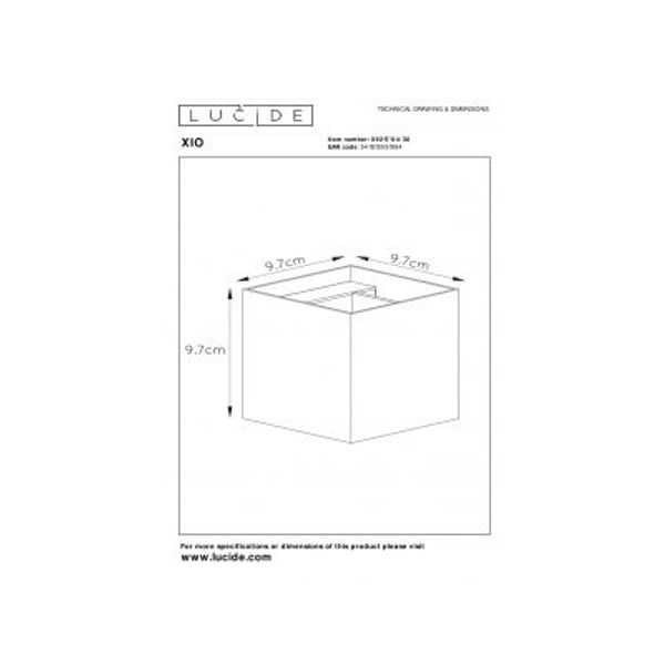 Lucide XIO Wandlicht Vierkant G9/4W 380LM 2700K Zwart