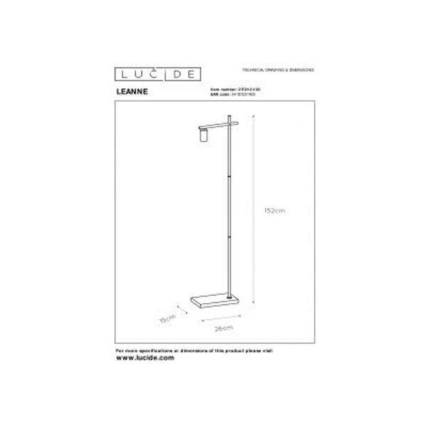 Lucide LEANNE Vloerlamp E27/40W Zwart