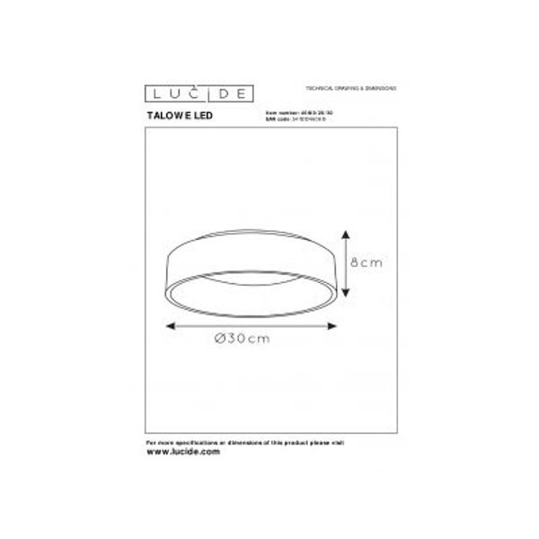 Lucide TALOWE LED Plafonnier Ø30cm 20W 3000K Zwart