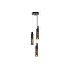 Lucide ORLANDO Hanglamp 3xE27/60W Zwart/Smoke glas