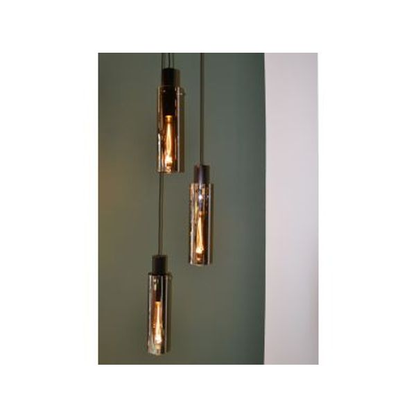 Lucide ORLANDO Hanglamp 3xE27/60W Zwart/Smoke glas