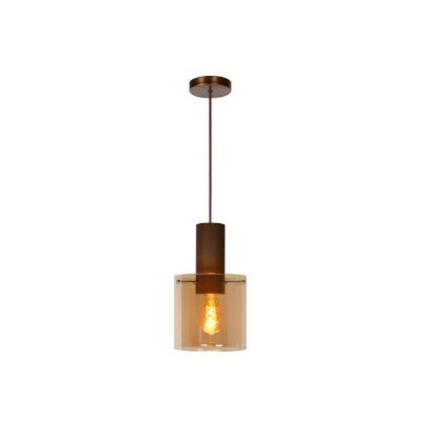 Lucide TOLEDO Hanglamp E27/60W Koper / Amber glas