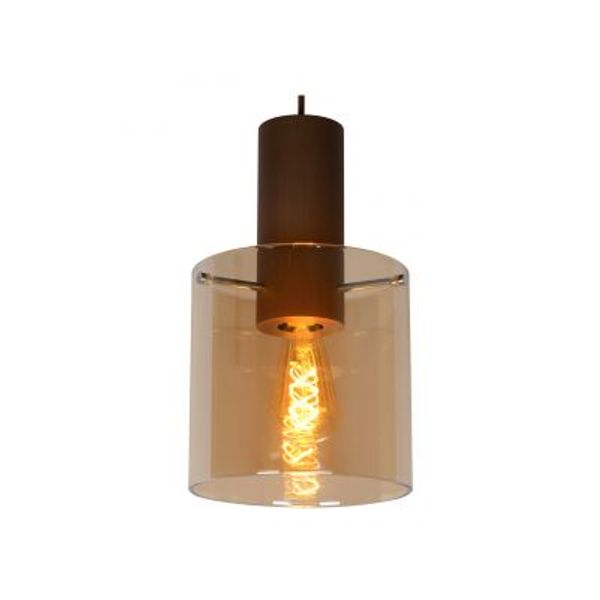 Lucide TOLEDO Hanglamp E27/60W Koper / Amber glas