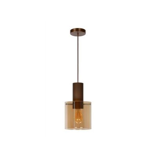 Lucide TOLEDO Hanglamp E27/60W Koper / Amber glas