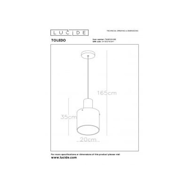 Lucide TOLEDO Hanglamp E27/60W Koper / Amber glas