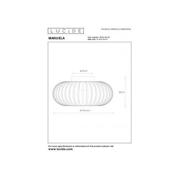 Lucide MANUELA Plafondlicht 1xE27 Ø40cm Zwart