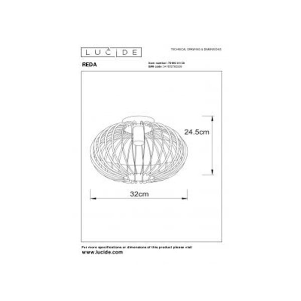 Lucide REDA Plafonnier E27 Ø32cm H24cm Zwart