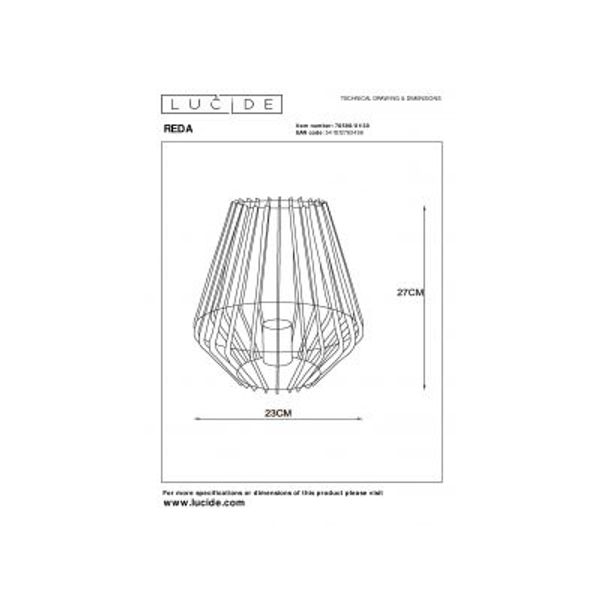 Lucide REDA Tafellamp E27/40W H27cm Zwart