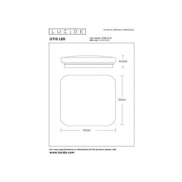 Lucide OTIS LED Plafondlicht LED 32W 33/33cm 2100LM