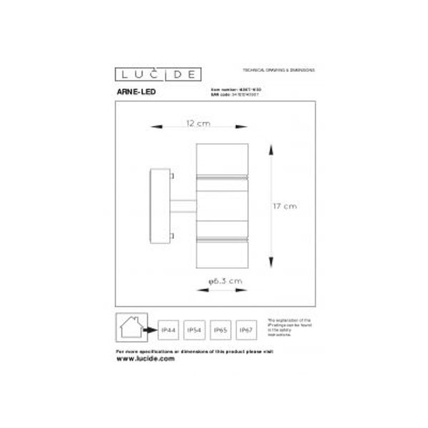 Lucide ARNE-LED Wandlicht 2xGU10/5W 2700K Zwart