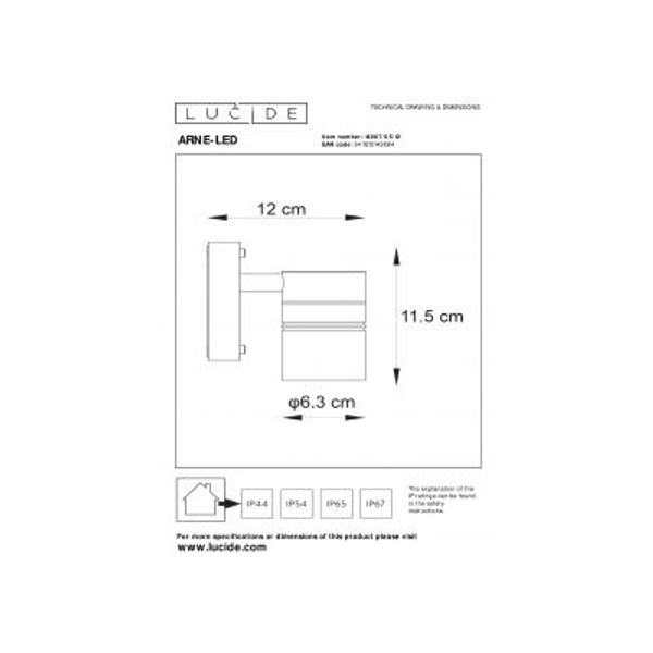 Lucide ARNE-LED Wandlicht 1xGU10/5W Mat Chroom