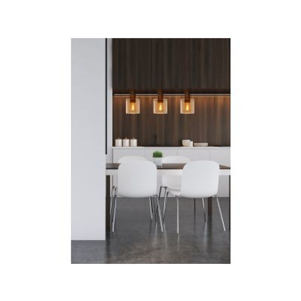 Lucide TOLEDO Hanglamp 3xE27/60W Koper / Amber glas