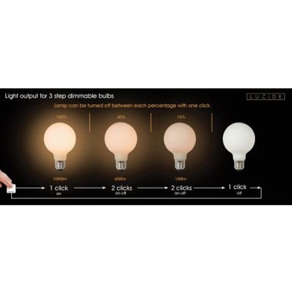 Lucide G80 - Filament lamp - Ø 8 cm - LED Dimb. - E27 - 1x8W 2700K - 3 StepDim - Opaal Lucide