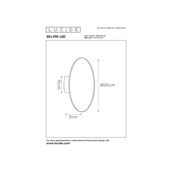 Lucide EKLYPS LED - Wandlamp - Ø 25 cm - LED - 1x9W 3000K - Mat Goud / Messing Lucide