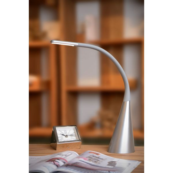 Lucide GOOSY LED - Bureaulamp - Ø 11 cm - LED Dimb. - 1x12W 3000K - Met USB oplaadpunt - Grijs Lucide