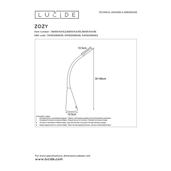 Lucide GOOSY LED - Bureaulamp - Ø 11 cm - LED Dimb. - 1x12W 3000K - Met USB oplaadpunt - Grijs Lucide