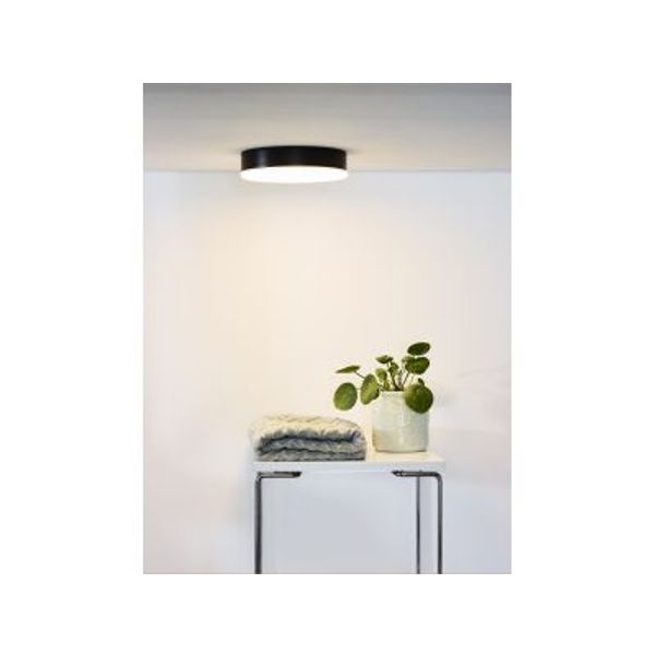 Lucide CERES-LED - Plafonnière Badkamer - Ø 21,5 cm - LED Dimb. - 1x30W 3000K - IP44 - Zwart Lucide