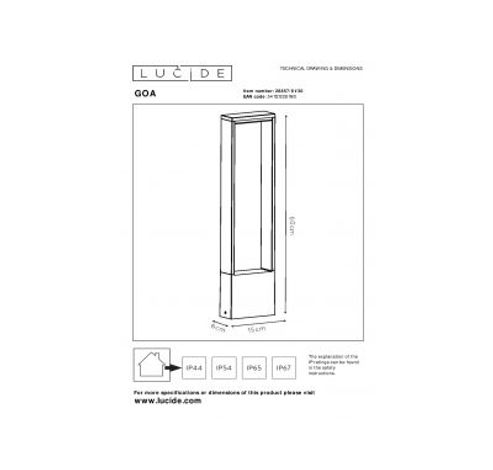 GOA - Sokkellamp Buiten - LED - 1x10W 3000K - IP54 - Antraciet Lucide  Lucide