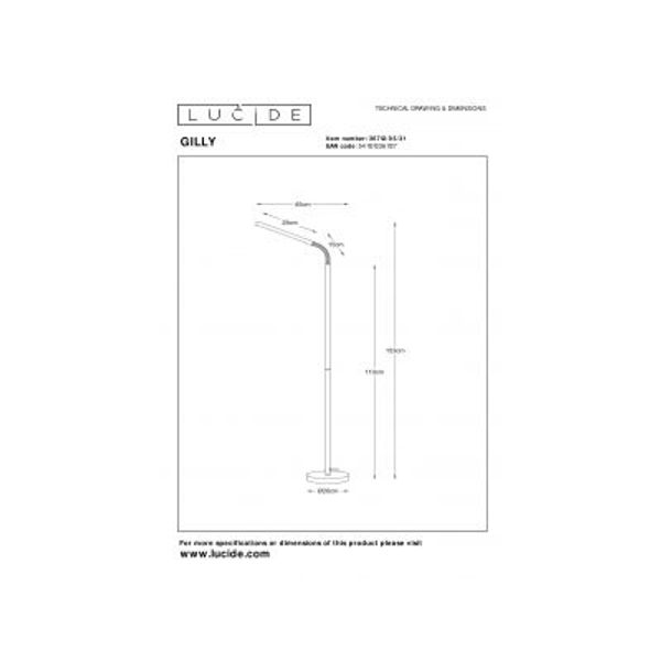 Lucide GILLY - Leeslamp - LED - 1x6W 2700K - Wit Lucide