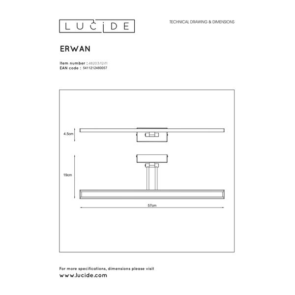 Lucide ERWAN - Spiegellamp Badkamer - LED - 1x13W 3000K - IP21 - Chroom Lucide