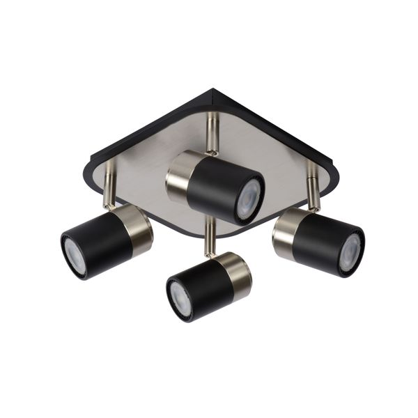 Lucide LENNERT - Plafondspot - LED Dimb. - GU10 - 4x5W 3000K - Zwart Lucide