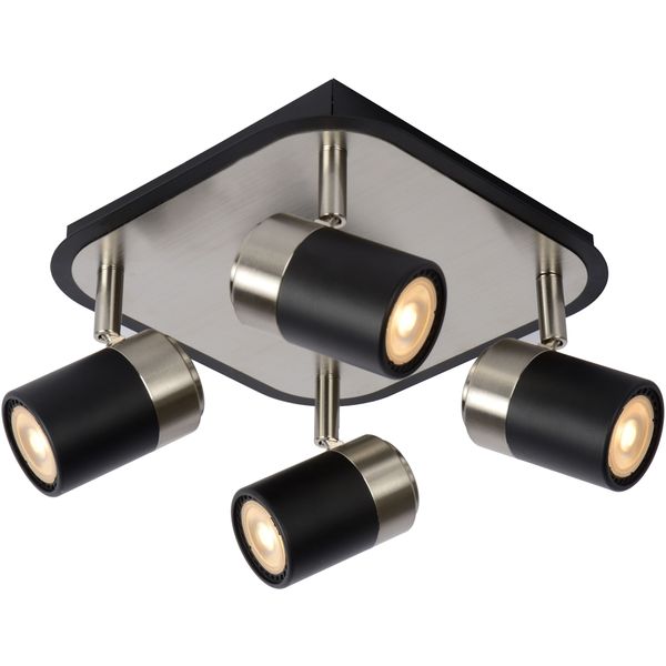 Lucide LENNERT - Plafondspot - LED Dimb. - GU10 - 4x5W 3000K - Zwart Lucide