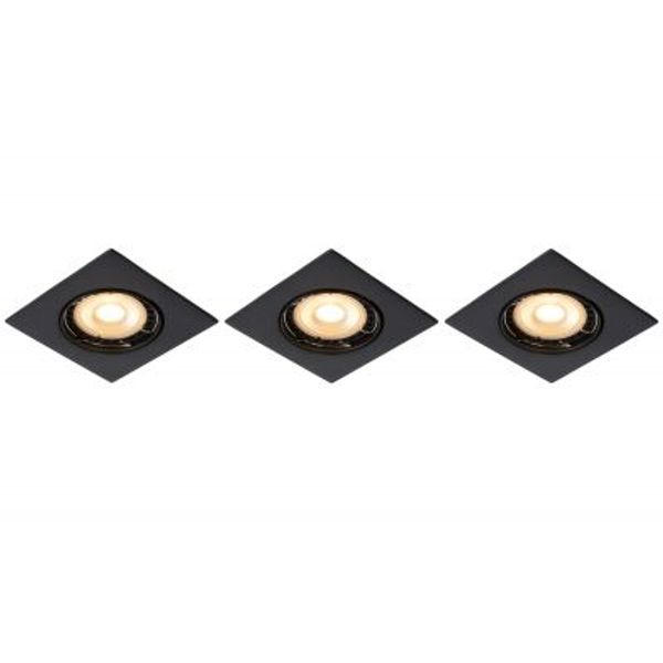 Lucide FOCUS - Inbouwspot - LED Dimb. - GU10 - 3x5W 3000K - Zwart - Set van 3 Lucide