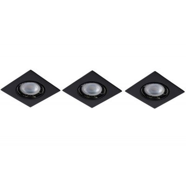 Lucide FOCUS - Inbouwspot - LED Dimb. - GU10 - 3x5W 3000K - Zwart - Set van 3 Lucide