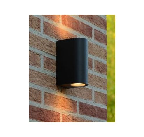 ZORA-LED - Wandspot Buiten - LED Dimb. - GU10 - 2x5W 3000K - IP44 - Zwart Lucide  Lucide