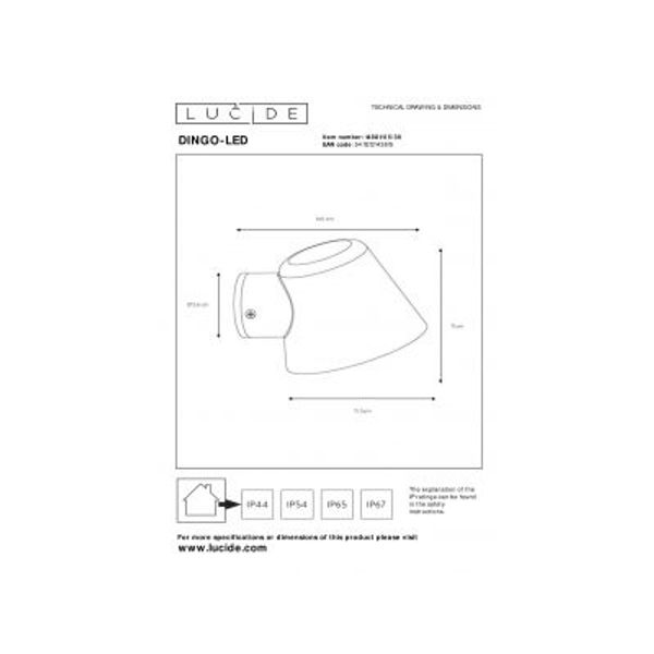 Lucide DINGO-LED - Wandlamp Buiten - LED Dimb. - GU10 - 1x5W 3000K - IP44 - Antraciet Lucide