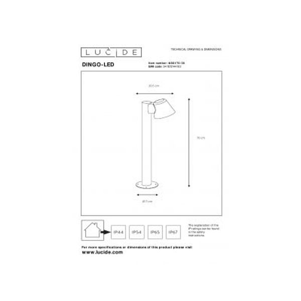 Lucide DINGO-LED - Sokkellamp Buiten - Ø 11,5 cm - LED Dimb. - GU10 - 1x5W 3000K - IP44 - Antraciet Lucide