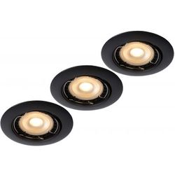 Lucide FOCUS - Inbouwspot - Ø 8,1 cm - LED Dimb. - GU10 - 3x5W 3000K - Zwart - Set van 3 Lucide