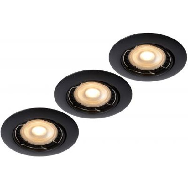 Lucide FOCUS - Inbouwspot - Ø 8,1 cm - LED Dimb. - GU10 - 3x5W 3000K - Zwart - Set van 3 Lucide